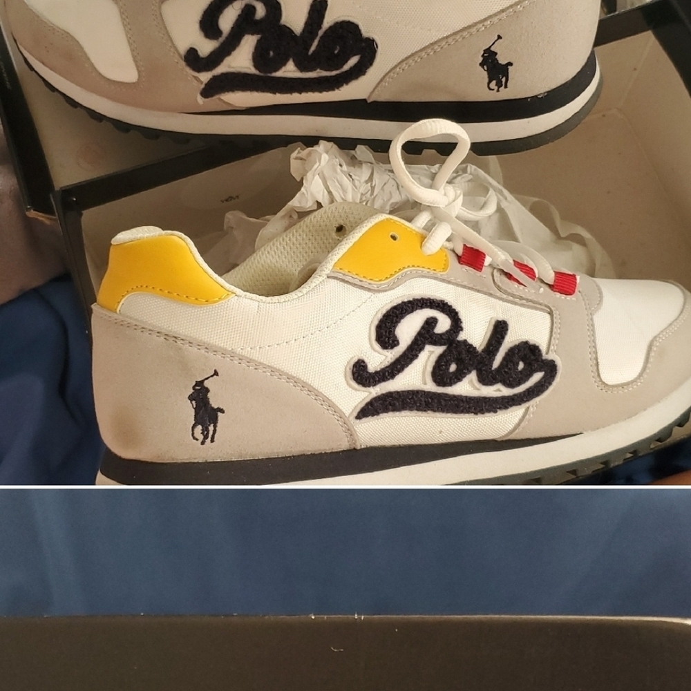Polo White and Yellow Sneakers